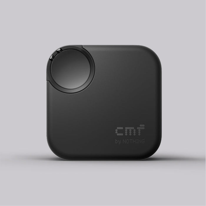 a black square object with a circle on it